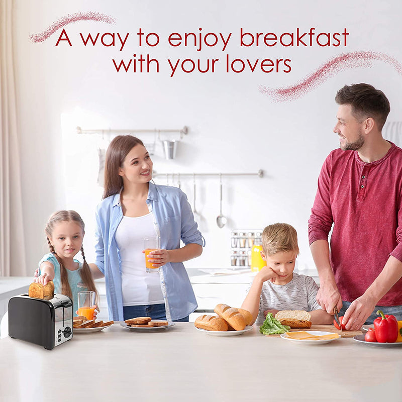 2 Slice Toaster, 1.5in Extra-Wide Slot Toaster For Bagel & Defrost with 5 Shade Settings