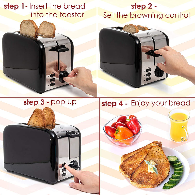 2 Slice Toaster, 1.5in Extra-Wide Slot Toaster For Bagel & Defrost with 5 Shade Settings