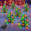 Solar-Powered Christmas Tree - Homeleo 6-Pack Artificial Prelit Christmas Tree with Red Ball Ornaments and 120 LED Lights.
