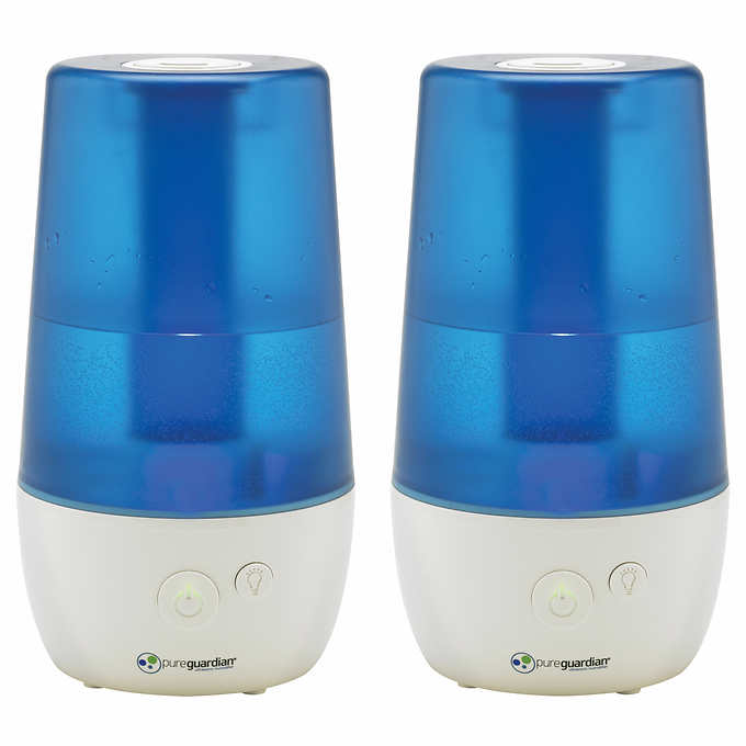 PureGuardian H965 70-Hour Ultrasonic Cool Mist Table Top Humidifier with Aroma tray, 2-pack