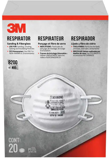 3M™ N95 Sanding & Fiberglass NIOSH-Approved Face Masks, White, 20-pk