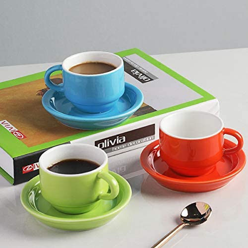 SWEEJAR Porcelain Espresso Cup & Saucer Set