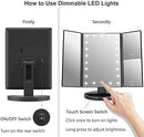 WEILY Vanity Makeup Mirror,1x/2x/3x Tri-Fold Makeup Mirror with 21 LED Lights and Adjustable Touch Screen
