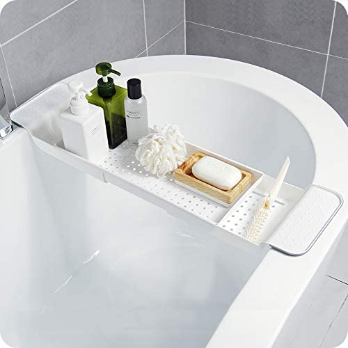 Expandable Bath Shelf - White | Non-Slip Grip  Fits Most Tubs 30.50" x 6.7"