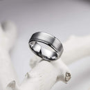 BASIC 8mm Men's Tungsten Carbide Ring Polished Beveled Edge Matte Brushed Finish