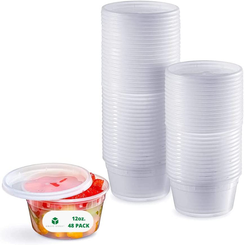 16 Oz Clear Microwaveable Deli Containers With Lids – 48 Sets, BPA Free, Pint Size