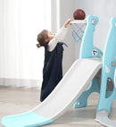 4-in-1 Slide and Swing Set with Climber and Basketball Hoop,Play Climber Slides Playset