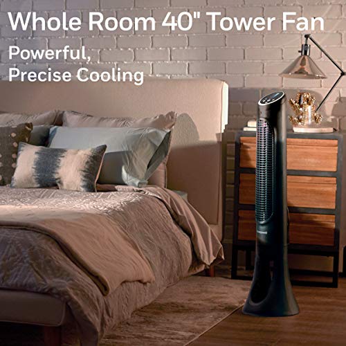 HONEYWELL HYF290BC QuietSet Whole Room Tower Fan, Black, with Oscillation, Remote Control, Slim Profile