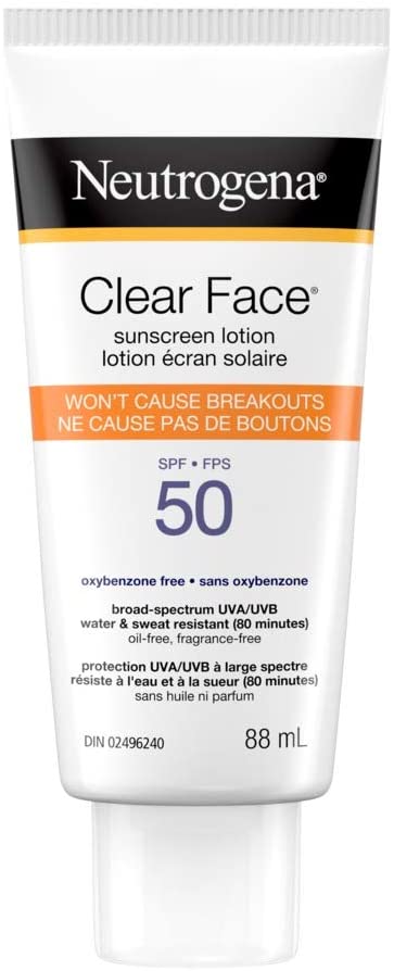 Neutrogena Suncare, clear face Sunscreen Spf 50, 88 ml.