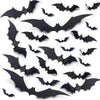60PCS Halloween 3D Bats Decoration, DIY Scary Wall Bats Wall Decal Wall Stickers 4 Different Sizes Realistic PVC Scary Bat Sticker for Halloween Party Decoration Supplies