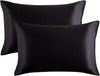 Bedsure Satin Pillow Case King Size 2 Pack- Black