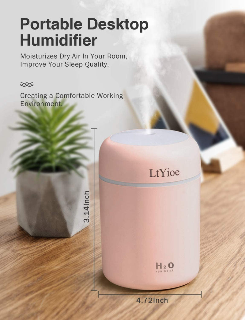 LtYioe Colorful Cool Mini Humidifier, USB Personal Desktop