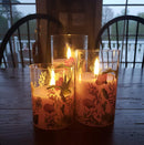 Eywamage Hummingbird Pink Floral Glass Flameless Candles with Remote, 3 Pack Flickering LED Battery Can