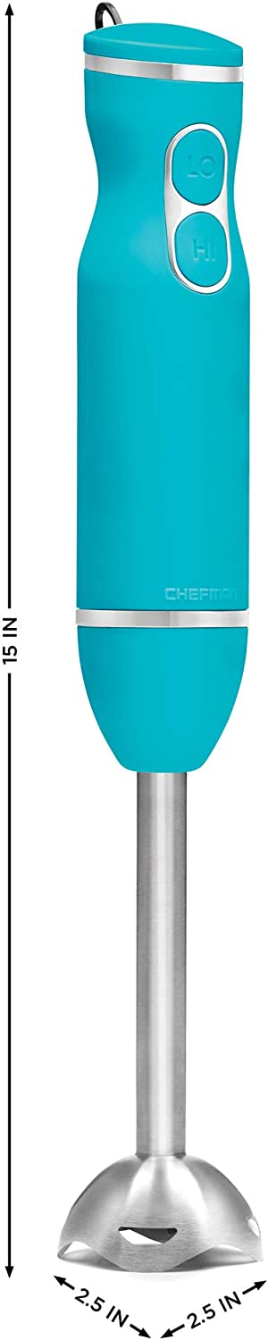 Chefman Immersion Stick Hand Blender with Stainless Steel Blades, Powerful Electric Ice Crushing 2-Speed Control