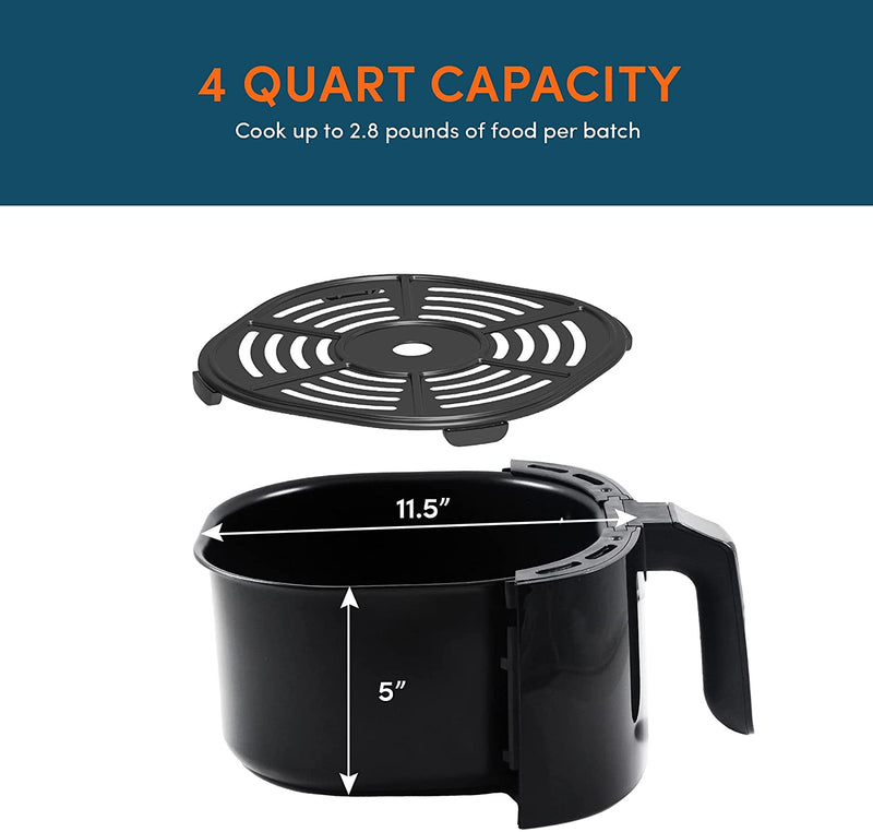Elite Gourmet Electric 4Qt. Hot Air Fryer Large Capacity, 3 Lbs of Food