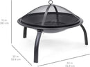 Cuisiland Wood Burning Dia 22" Folding Fire Pit with Spark Screen, Poker, Cooking Grid for Patio, Backyard, Camping