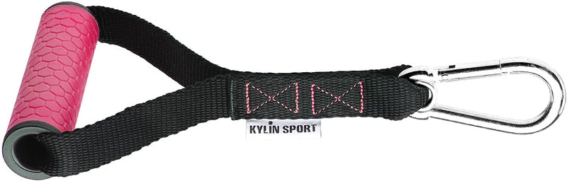 KYLIN SPORT Upgraded Cable Machine Attachments Resistance Bands Handles Grips Fitness Strap Stirrup Handle Cable Attachment Silicon Grip with Metal Carabiner Colorful Version