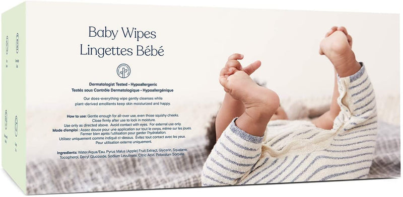 Pipette Baby Wipes with 100% plant-based fibers and plant-derived moisturizers, water-based, Fragrance-Free, 288-Count