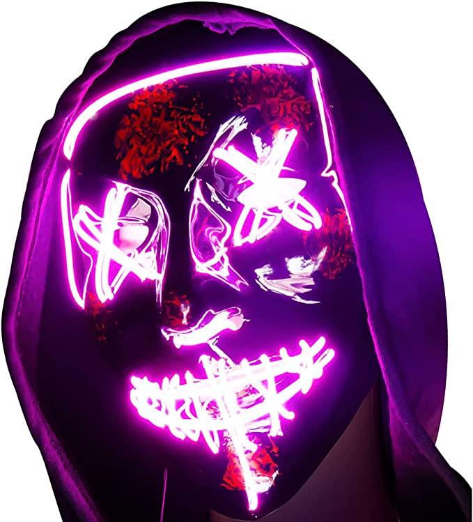 Halloween Mask LED Light Up Mask for Festival Cosplay Halloween Costume