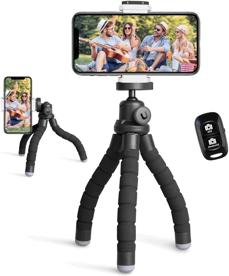 UBeesize Phone Tripod Stand, Portable Cellphone Camera Tripod with Bluetooth Remote, Compatible with iPhone and Android Phone, Great for Selfies/Vlogging/Streaming