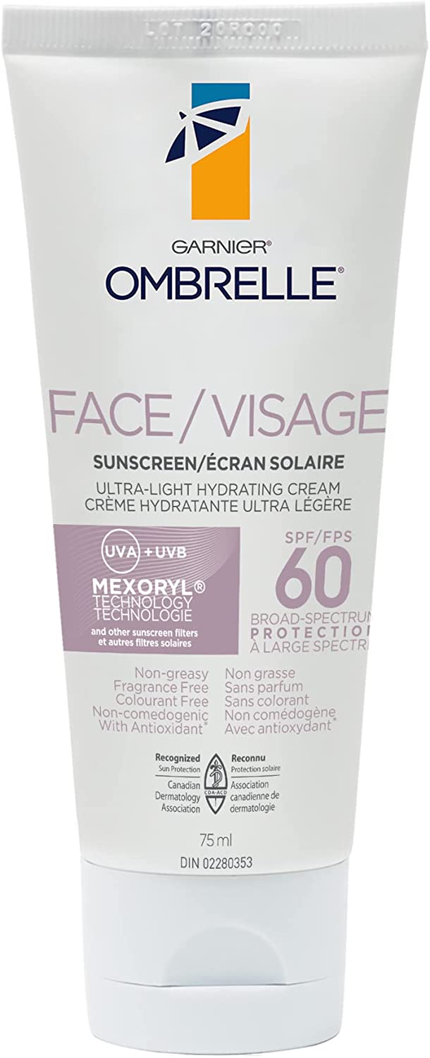 Garnier Ombrelle Sunscreen Ultra-Light Face Cream with Antioxidant, SPF 60, UVA UVB, 75 mL