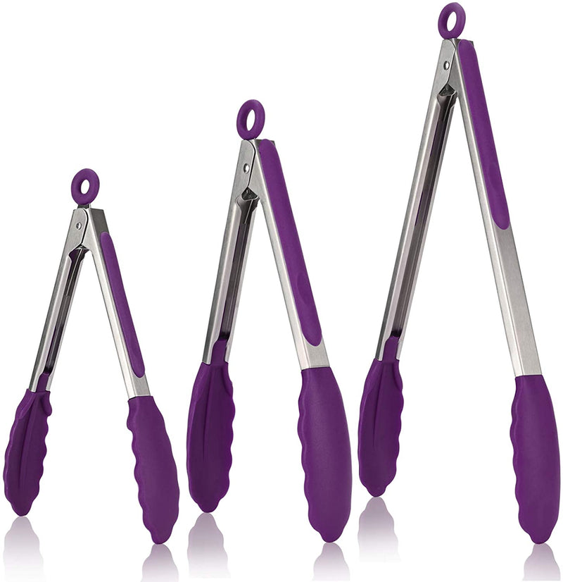 U-Taste Cooking Tongs, with 600ºF High Heat-Resistant Non-Stick Silicone Tips