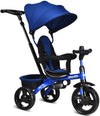 INFANS Kids Tricycle, 4 in 1 Stroll Trike with Adjustable Push Handle (Blue)