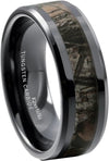 Mens Black Tungsten Carbide Ring Camo Camouflage Comfort Fit, 8mm