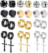 12 Pairs Stainless Steel Non Pierced Magnetic Earrings for Men Women CZ Clip on Dangle Earrings Set