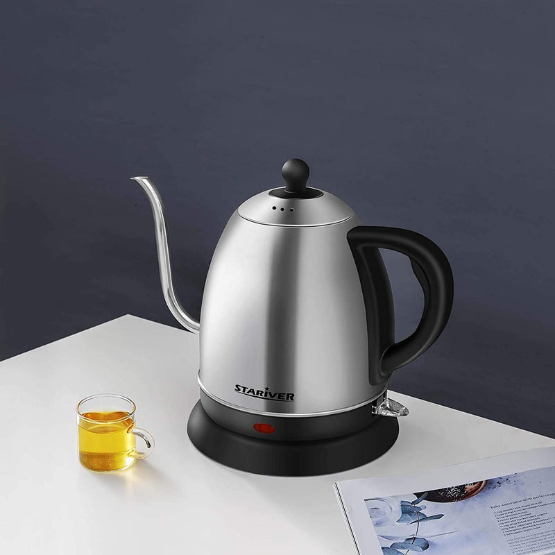 Stariver Electric Kettle Gooseneck Kettle, 1.2L Water Kettle, BPA-Free,  Pour Over Tea Pot Stainless Steel for Coffee & Tea with Fast Heating