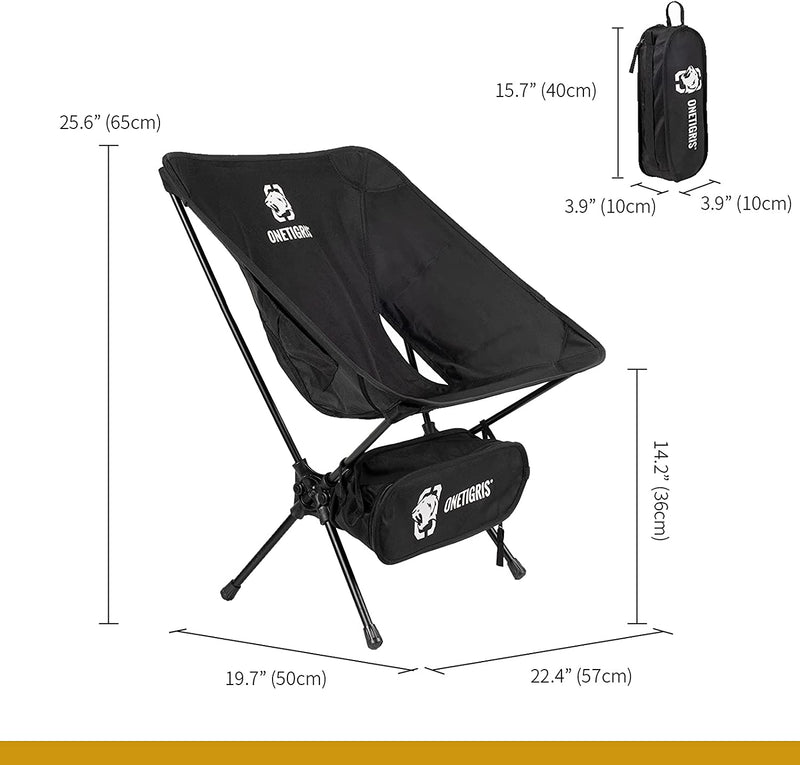 OneTigris Camping Backpacking Chair, 330 lbs Capacity, Compact Portable Folding Chair for Camping Hiking Gardening Travel