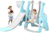 4-in-1 Slide and Swing Set with Climber and Basketball Hoop,Play Climber Slides Playset