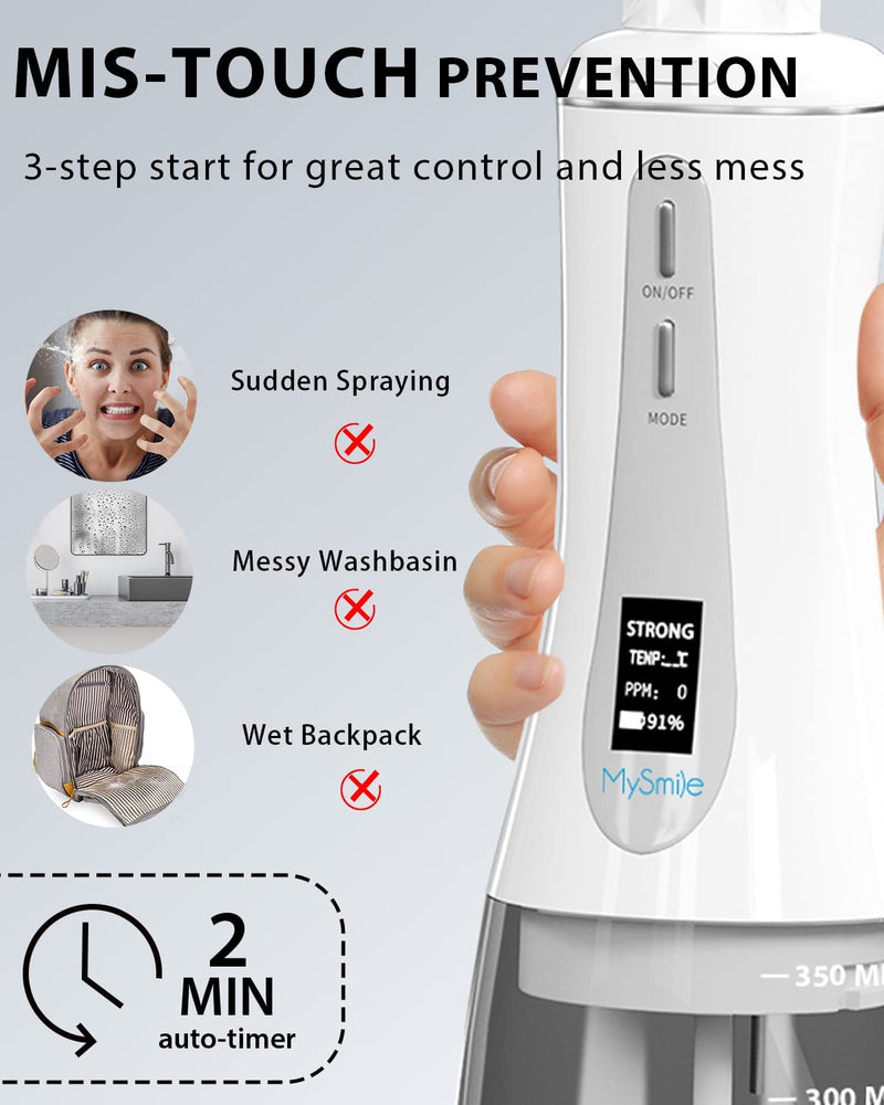 MySmile Cordless Water Flosser for Teeth Cleaner, 350ml Dental Plaque Remover Tool with 5 Modes  (White)