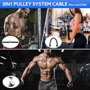 3 in 1 Pulley Cable, 1.8/2M Home Cable Pulley System, Fitness Pulley System,Gym Equipment for Home, with Straight Bar, Band Handles Grips, Nylon Tricep Rope, 3parts Acessories Exchange Use for Home Gym (2.0 Meter)
