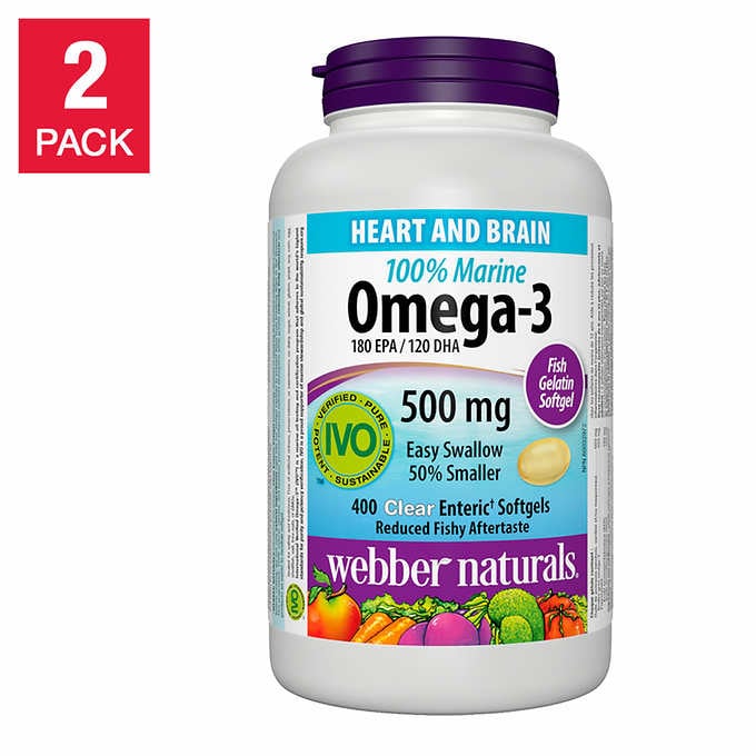 webber naturals 100% Marine Omega-3 Softgels, 400-count, 2-pack