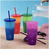 12 Pack Manna Color Changing Reusable Tumblers with Straw Set
