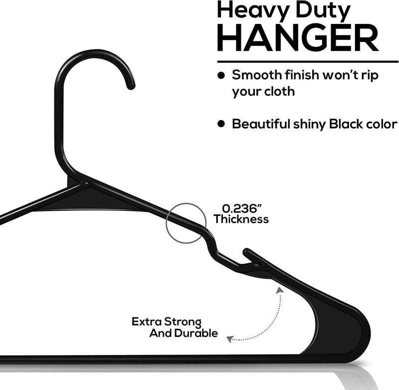 Plastic Hangers 50 Pack, Space Saving Notched Hangers, Heavy Duty Clothes  Hanger