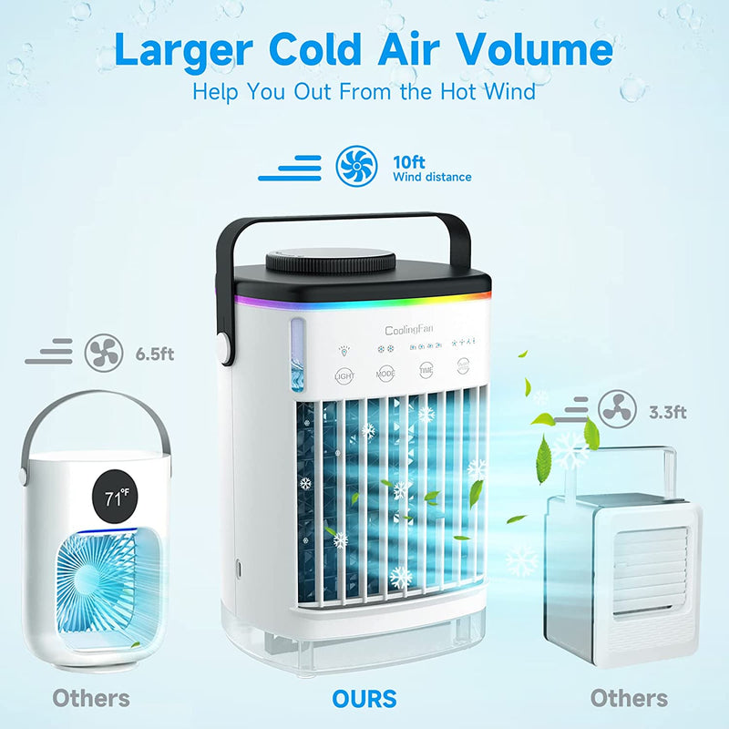 LEAEYFE Portable Air Conditioner Cooling Fan, Evaporative Air Cooler for Room, 4 Wind Speed & 7 LED Light, 2 Cool Air Spray & 2-8H Timer, 3 IN 1 Upgraded Personal Portable Air Conditioners for Room/Office