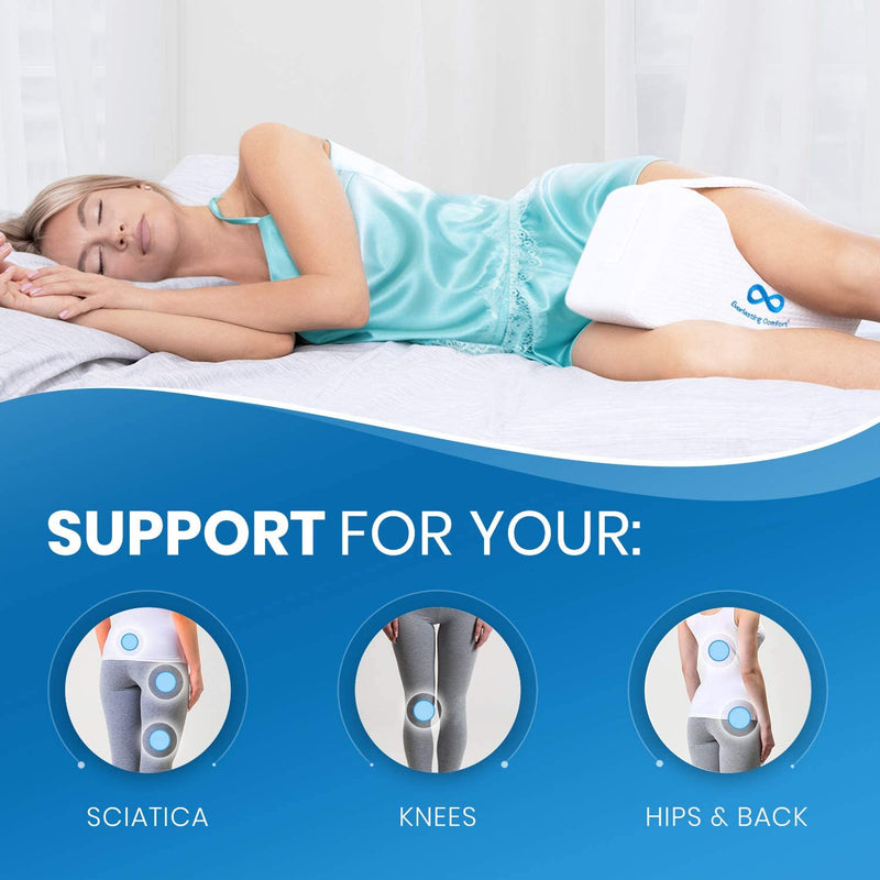 Everlasting Comfort Knee Pillow for Sleeping - Prevents Knee Clashing - Hip, Lower Back, Leg, and Sciatic Nerve Pain Relief Pillows for Side Sleepers