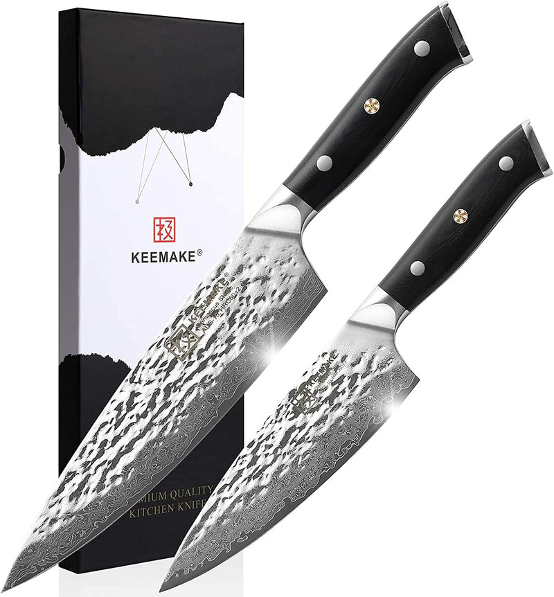 KEEMAKE Kitchen Knife Set-8 Inch & 6.5 inch Chef Knives-Imported 67-Layers Japanese Damascus Steel