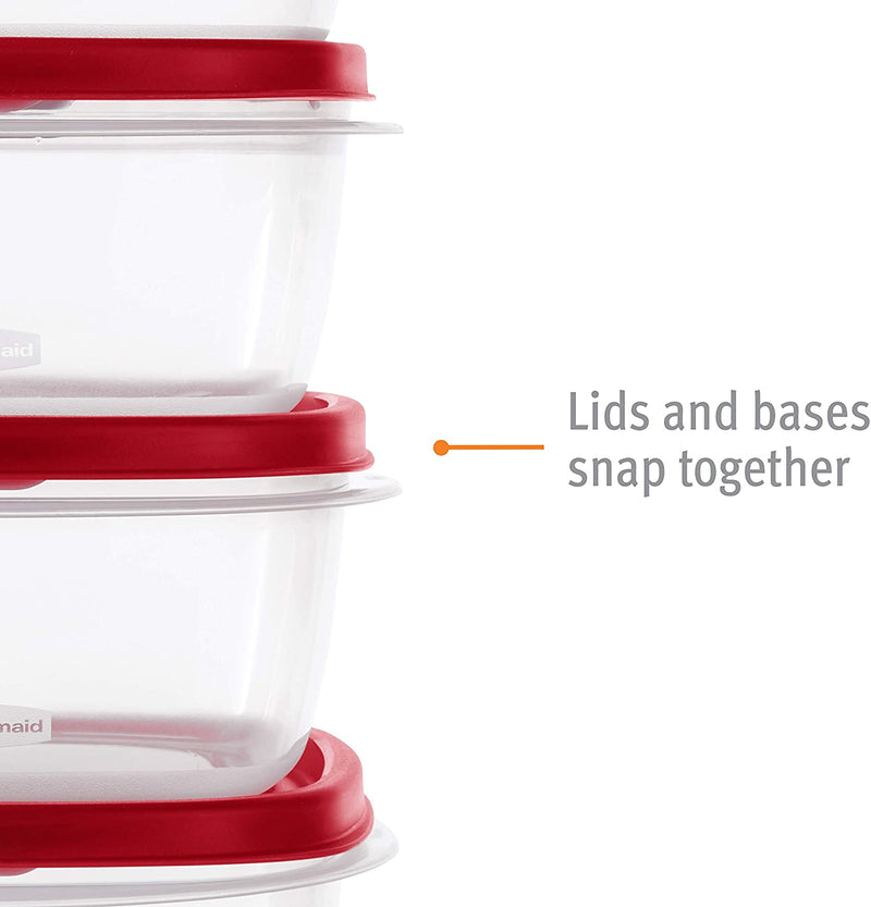 Rubbermaid Easy Find Lids Food Storage and Organization Containers, 3-Pack, Racer Red