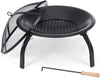 Cuisiland Wood Burning Dia 22" Folding Fire Pit with Spark Screen, Poker, Cooking Grid for Patio, Backyard, Camping