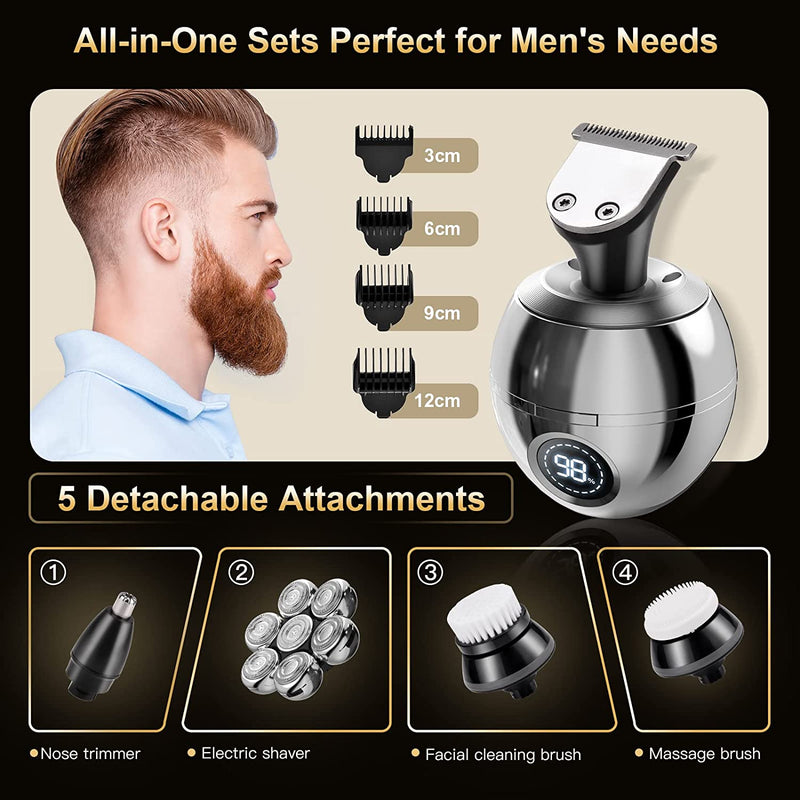 7D Electric Razor for Men, TURN RAISE 6 in 1 Waterproof With LCD