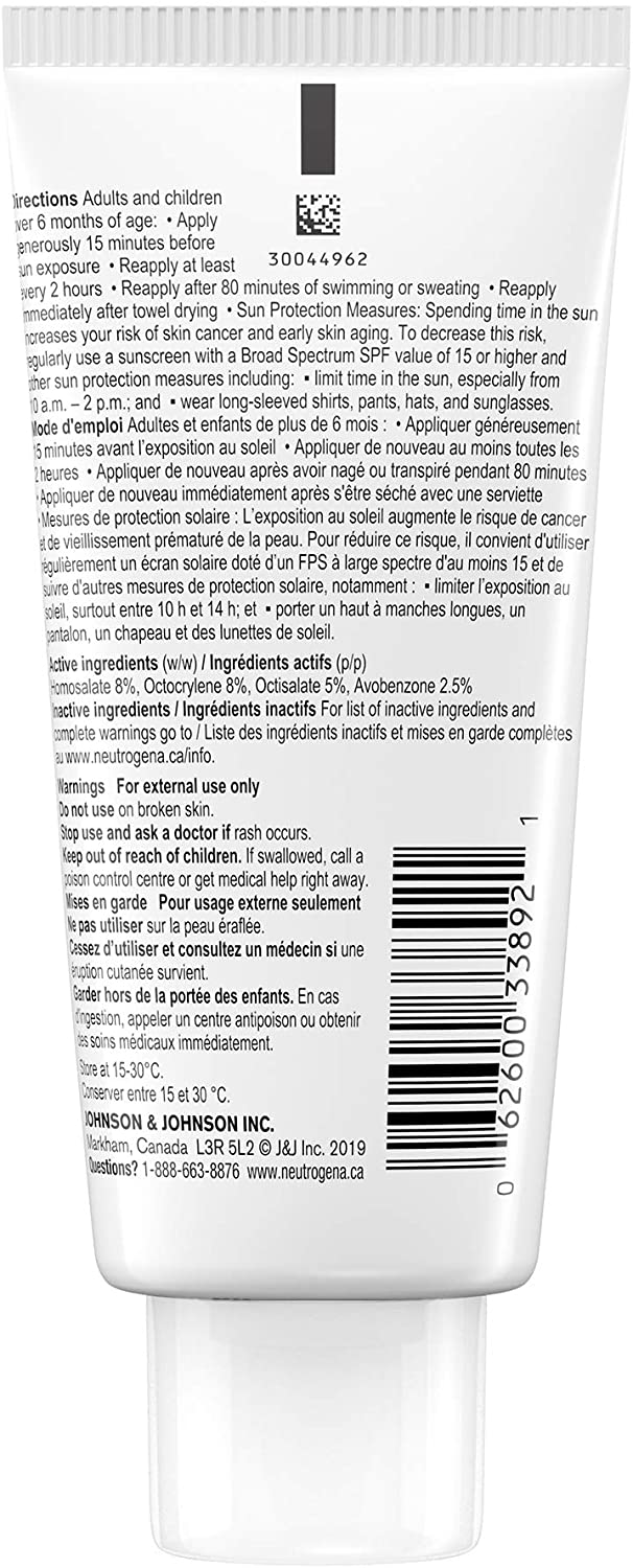 Neutrogena Sunscreen Lotion Clear Face for Acne Prone Skin, SPF 30, Water Resistant, Non Comedogenic & won't cause breakouts, 88 mL