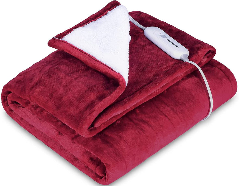 Lukasa Heated Blanket Electric Throw - Flannel / Sherpa Reversible Fast Heating Blanket with 3 Heating Levels & 4 Hours Auto Off
