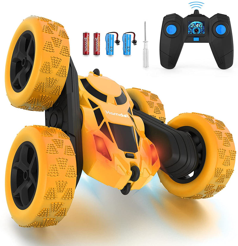 Hamdol Remote Control Car Double Sided 360°Rotating 4WD RC Cars with Headlights 2.4GHz Electric Race Stunt Toy Car Rechargeable Toy Cars for Boys Girls Birthday
