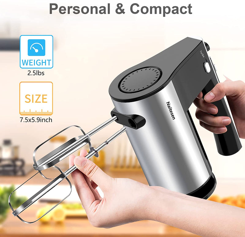  LILPARTNER Hand Mixer Electric, 400W Food Mixer 5 Speed  Handheld Mixer, 5 Stainless Steel Accessories, Storage Box, Kitchen Mixer  with Cord for Cream, Cookies, Dishwasher Safe: Home & Kitchen