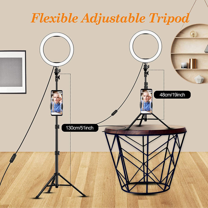 EMART 10 inch Selfie Ring Light with 2 Remote Controls, Adjustable Tripod Stand & Cell Phone Holder for iPhone & Android, LED Camera Ringlight for Video Recording/Photography/TiK Tok/Filming/Live