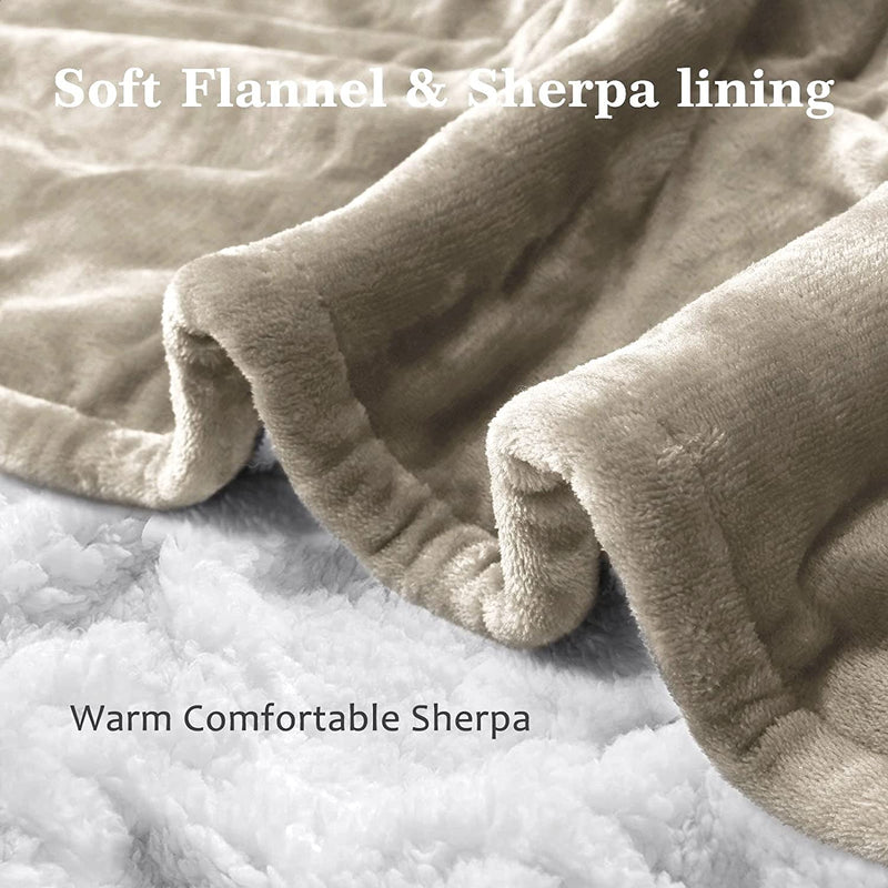 Lukasa Heated Blanket Electric Throw - Flannel / Sherpa Reversible Fast Heating Blanket with 3 Heating