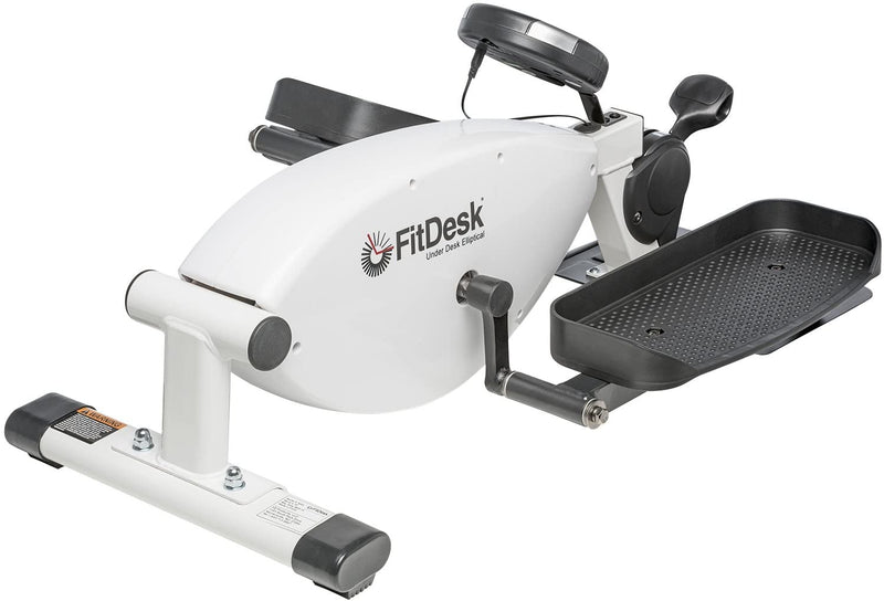 FitDesk Under Desk Ellipitcal Bike Pedal Machine for Home Use or Office Under the Desk Exercise Machine - White